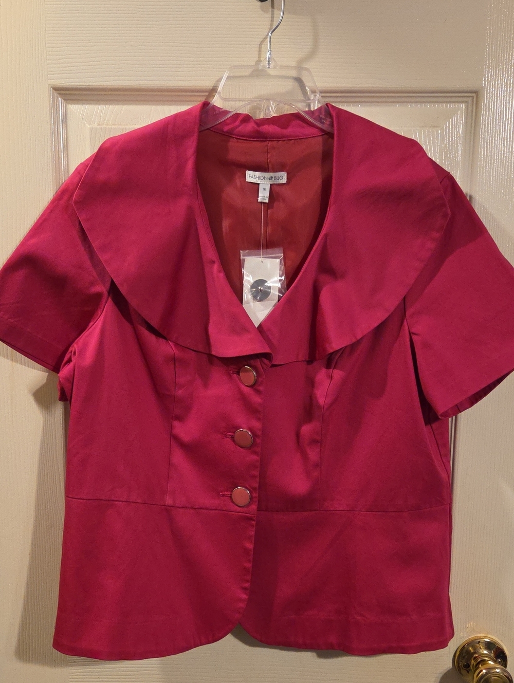 Vintage Fashion Bug Fuchsia Short Sleeve Button Front Blazer